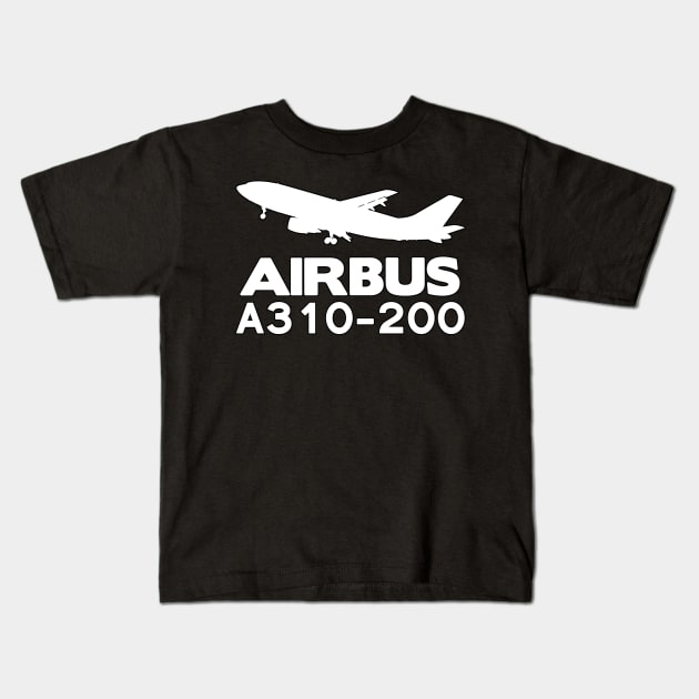 Airbus A310-200 Silhouette Print (White) Kids T-Shirt by TheArtofFlying
